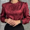 شومیز یقه گرد پایدار زرشکی