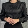 شومیز یقه گرد پایدار مشکی